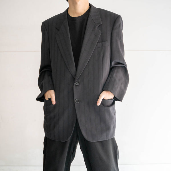 1990-00s japan vintage gray based stripe tailored jacket