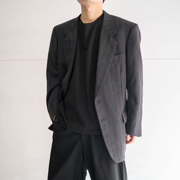 1990-00s japan vintage gray based stripe tailored jacket