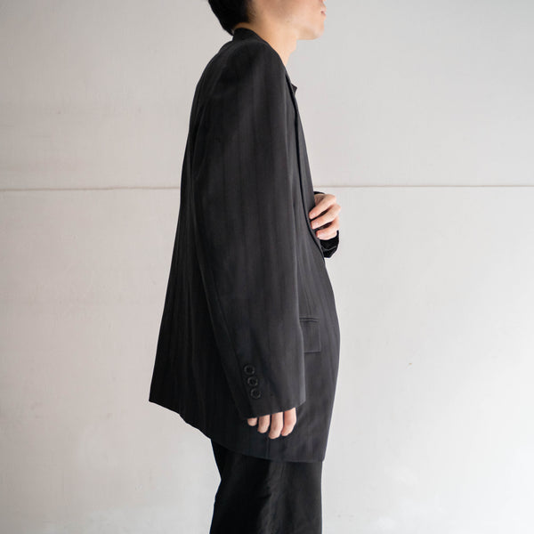 1990-00s japan vintage gray based stripe tailored jacket