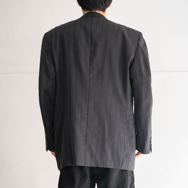 1990-00s japan vintage gray based stripe tailored jacket