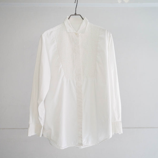 1990-00s white color front tuck design dress shirt