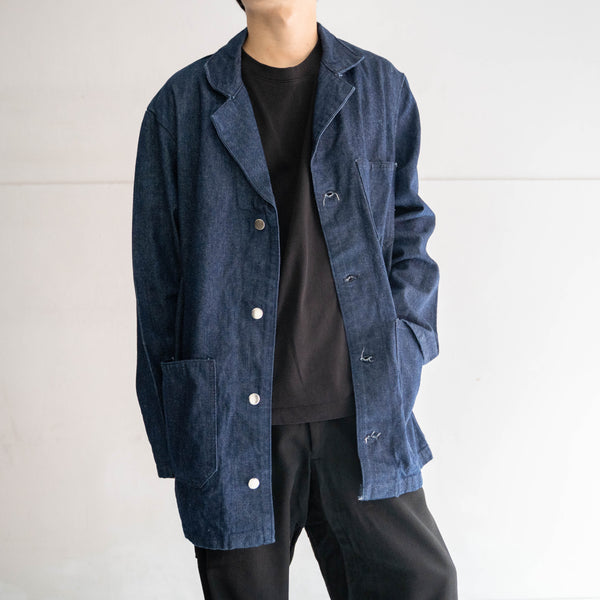 1970-80s Canada blue denim work jacket -tailored like-