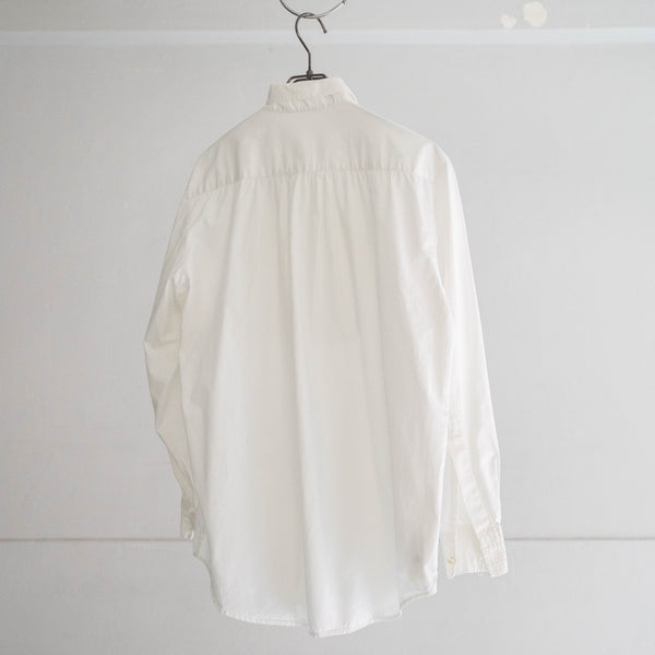 1990-00s white color front tuck design dress shirt