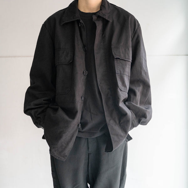 1980-90s Europe 2 pockets work jacket 'dead stock' -black dyed-
