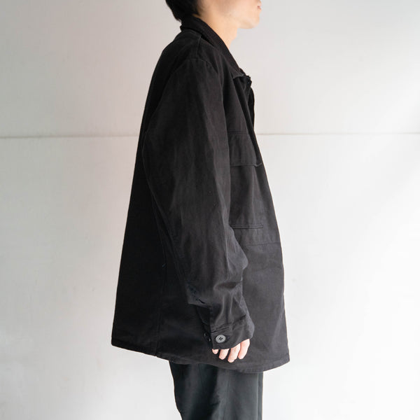 1980-90s Europe 2 pockets work jacket 'dead stock' -black dyed-