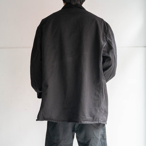 1980-90s Europe 2 pockets work jacket 'dead stock' -black dyed-
