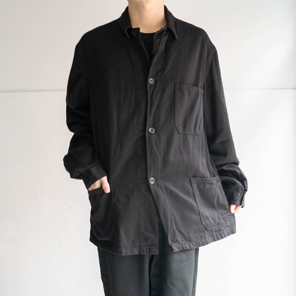 1960-70s Belgium work jacket 'dead stock' -black dyed-