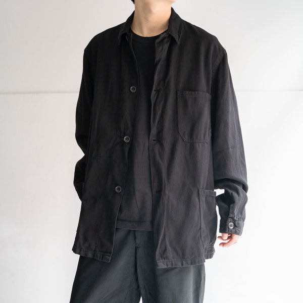 1960-70s Belgium work jacket 'dead stock' -black dyed-