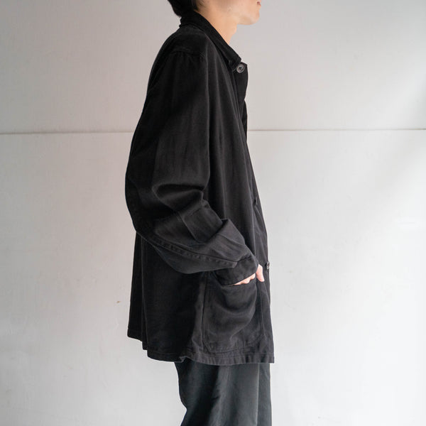 1960-70s Belgium work jacket 'dead stock' -black dyed-