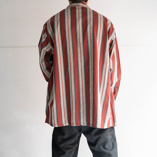1980-90s France red × gray stripe pajama shirt