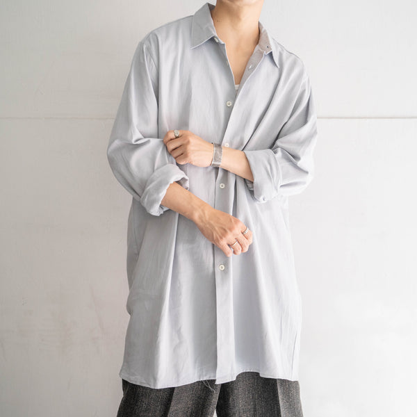 around 1980s Europe light gray long full-open shirt