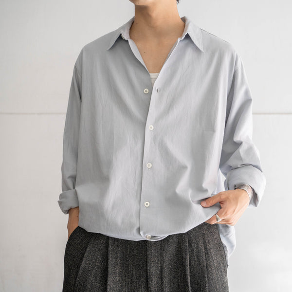 around 1980s Europe light gray long full-open shirt