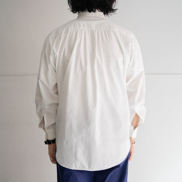 1990-00s white color front tuck design dress shirt