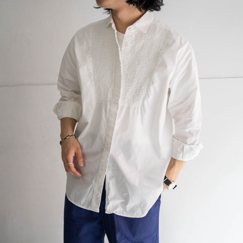 1990-00s white color front tuck design dress shirt