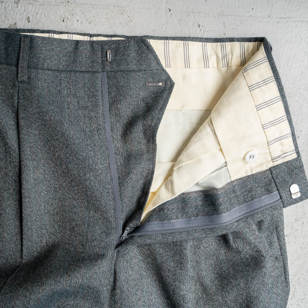 1990s japan vintage green chambray wool slacks