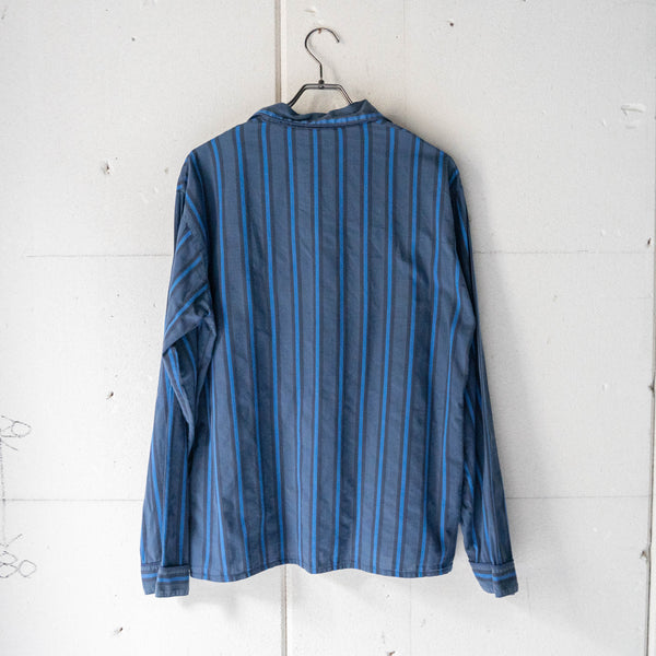 around 1990s navy × blue striped pajama shirt