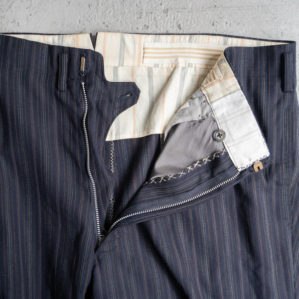 1970s Japan vintage navy based multi-stripe slacks -big size-