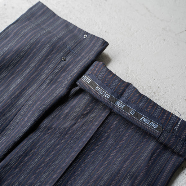 1970s Japan vintage navy based multi-stripe slacks -big size-