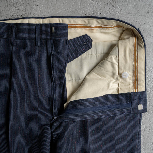 1990-00s Japan vintage navy based stripe slacks