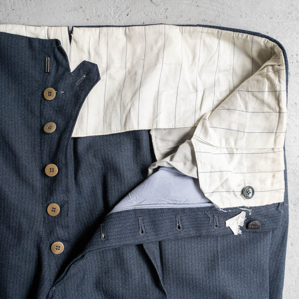 around 1960s Japan vintage blue gray striped slacks -great fabric-