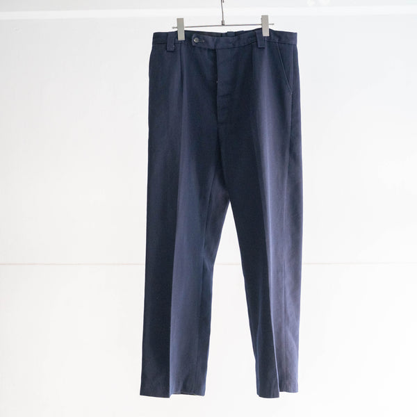 around 1980s Germany navy color one tuck wool pants