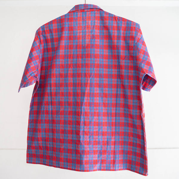 1970s french red base check shirt 'dead stock' -remake-