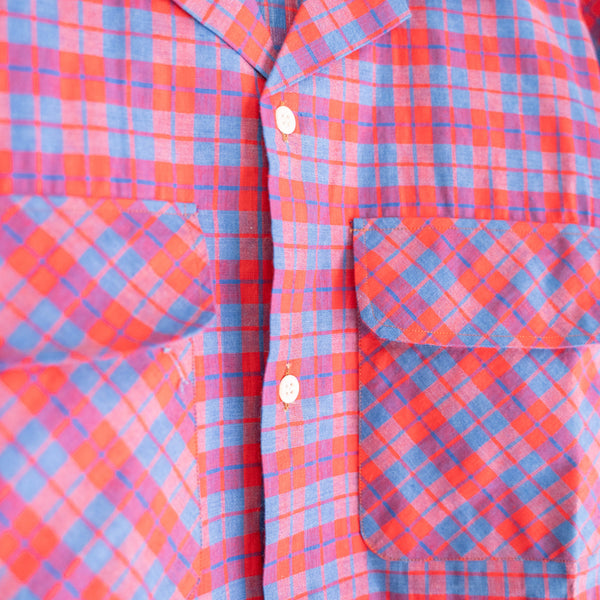 1970s french red base check shirt 'dead stock' -remake-