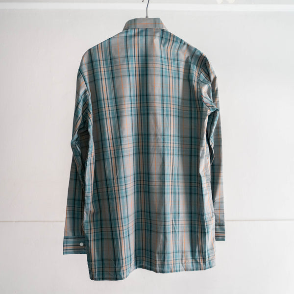 1970-80s green checked long sleeve shirt 'dead stock' -French china-