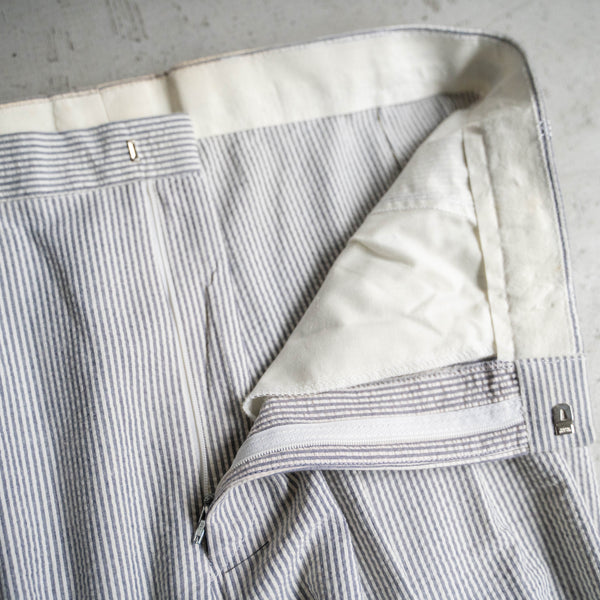 1990s UK white stripe seersucker pants 'dead stock'