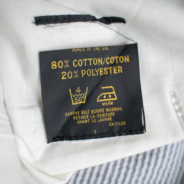 1990s UK white stripe seersucker pants 'dead stock'