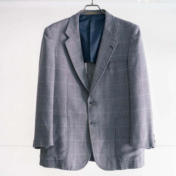 around 1990s Japan vintage navy × white check tailored jacket