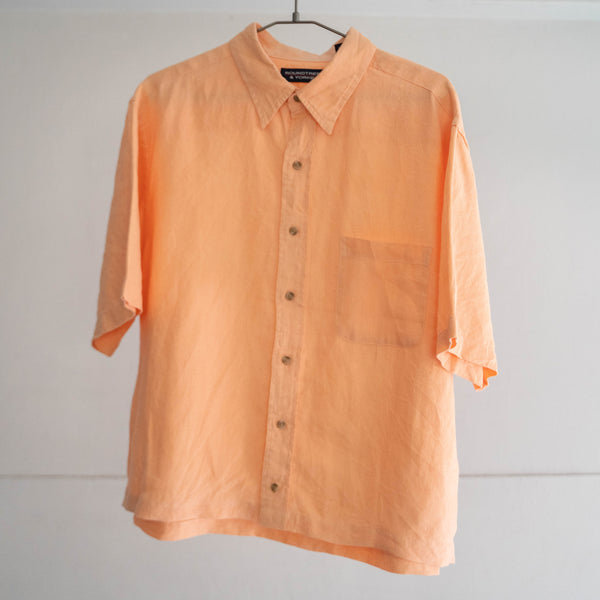 1990s sherbet orange color short sleeve linen shirt 'remake'