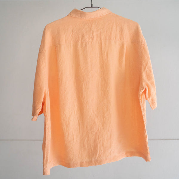 1990s sherbet orange color short sleeve linen shirt 'remake'