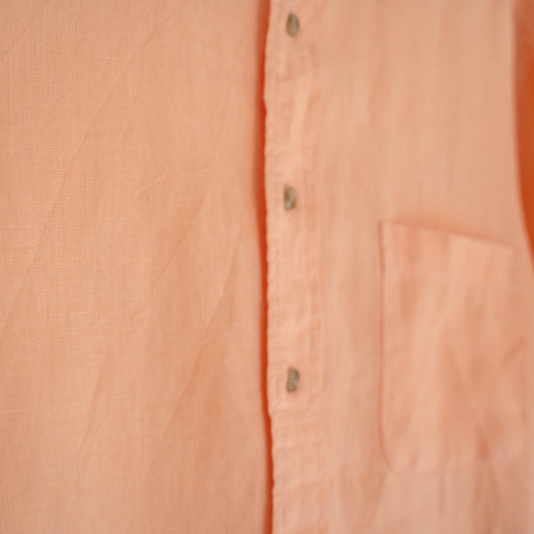 1990s sherbet orange color short sleeve linen shirt 'remake'