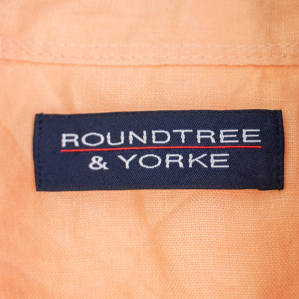 1990s sherbet orange color short sleeve linen shirt 'remake'