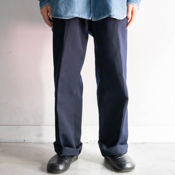 around 1980s Germany navy color one tuck wool pants