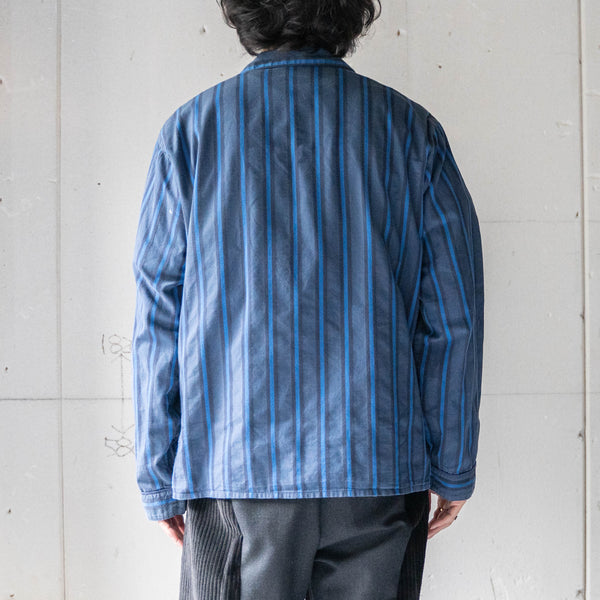 around 1990s navy × blue striped pajama shirt