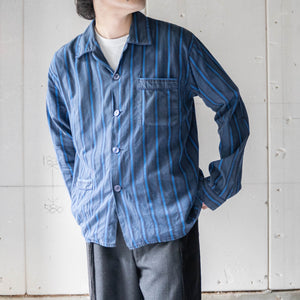 around 1990s navy × blue striped pajama shirt