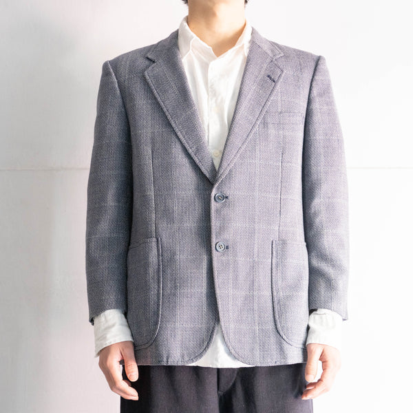 around 1990s Japan vintage navy × white check tailored jacket