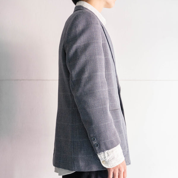 around 1990s Japan vintage navy × white check tailored jacket