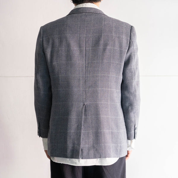 around 1990s Japan vintage navy × white check tailored jacket