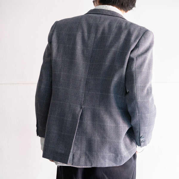 around 1990s Japan vintage navy × white check tailored jacket