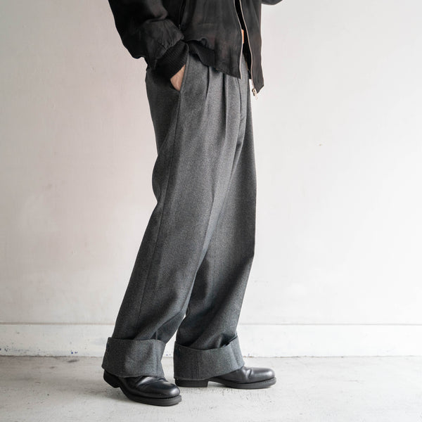 1990s japan vintage green chambray wool slacks