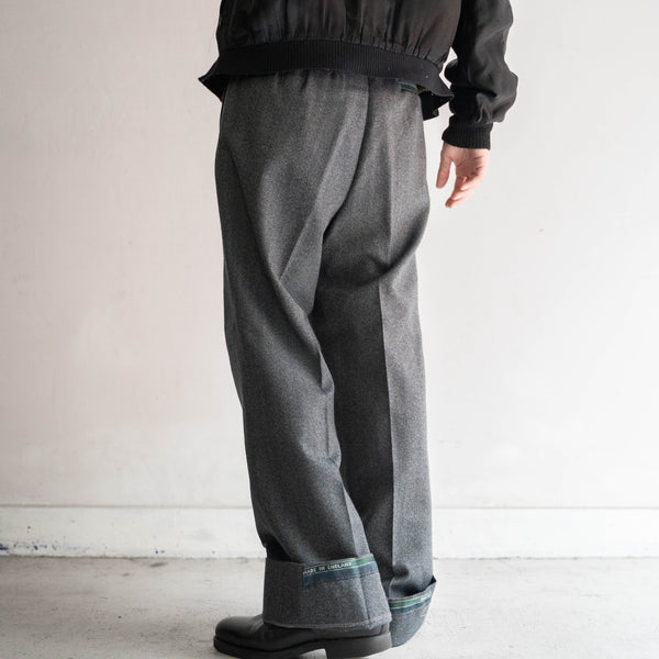 1990s japan vintage green chambray wool slacks