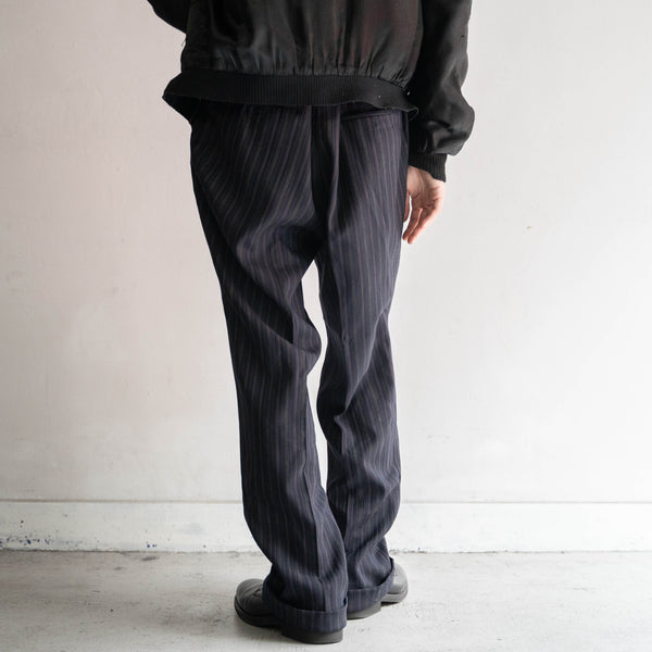 1970s Japan vintage navy based multi-stripe slacks -big size-