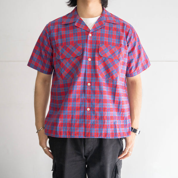 1970s french red base check shirt 'dead stock' -remake-