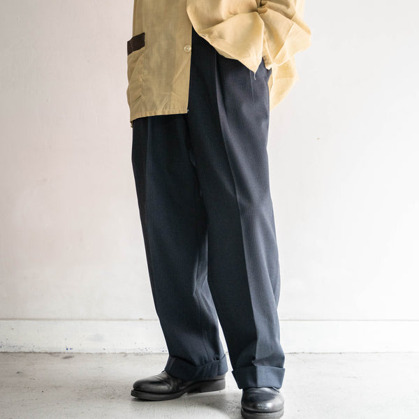 around 1960s Japan vintage blue gray striped slacks -great fabric-
