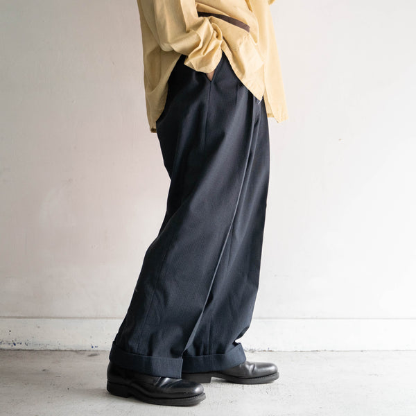 around 1960s Japan vintage blue gray striped slacks -great fabric-