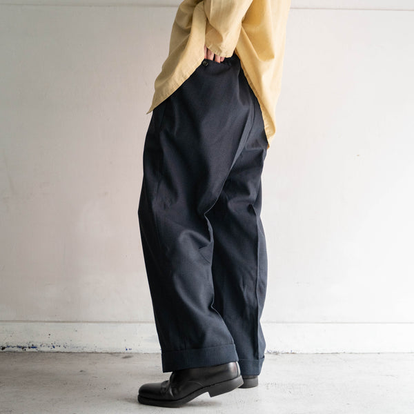 around 1960s Japan vintage blue gray striped slacks -great fabric-