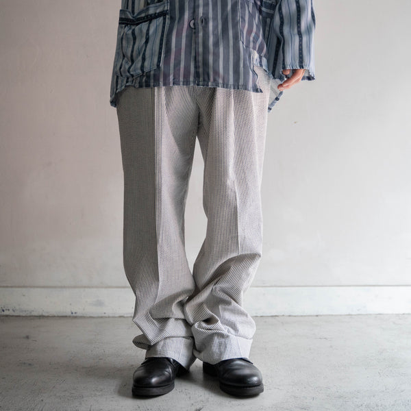 1990s UK white stripe seersucker pants 'dead stock'